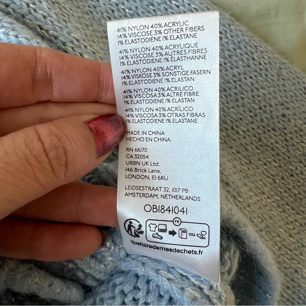 NWT Urban Outfitters Kimchi Sparkly Blue Cardigan Small